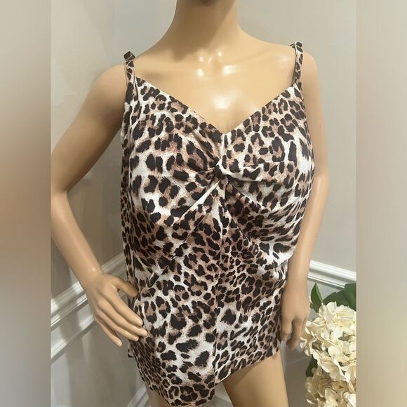 NWT Swim Solutions HIDDEN SPOTS Knotted Flyaway Fauxkini One-Piece Swimsuit - Picture 6 of 8